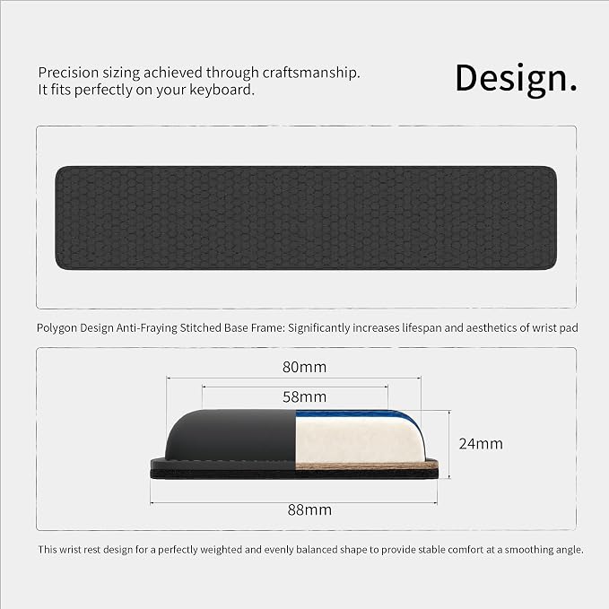 Faluber Cooling Gel Wrist Rest, 14.3-inch Length for Tenkeyless Keyboard, Memory Foam Palm Rest with Non-Slip Footpad, Ergonomic Design, Stain Resistant, PC Accessory Gaming Gear (Medium-TKL)