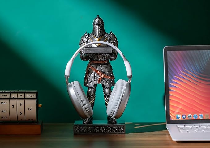 King's Guard Headphone Stand Watch Display Stand Jewelry Bracelet Necklace Holder Trays Towers Warrior Knight Mobile Phone Stand for Office & Home 12.20 Inch (Iron)