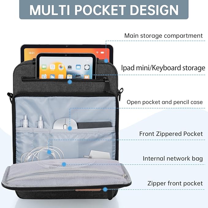 12.9 Inch Tablet Sleeve Bag, Padded Carrying Case for 13" iPad Air M4 M3 M2 2026-2024, iPad Pro M5 M4 M2 M1, Samsung Galaxy Tab S9 FE+/S9+/S8+/S7 FE/S7+ 12.4" 2022/2023, Surface Laptop Go 12.4"
