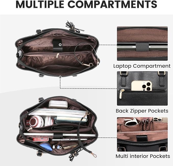 LOVEVOOK Laptop Tote Bag for Women 15.6 Inch Waterproof PU Leather Computer Bags for Business Office Work Briefcase