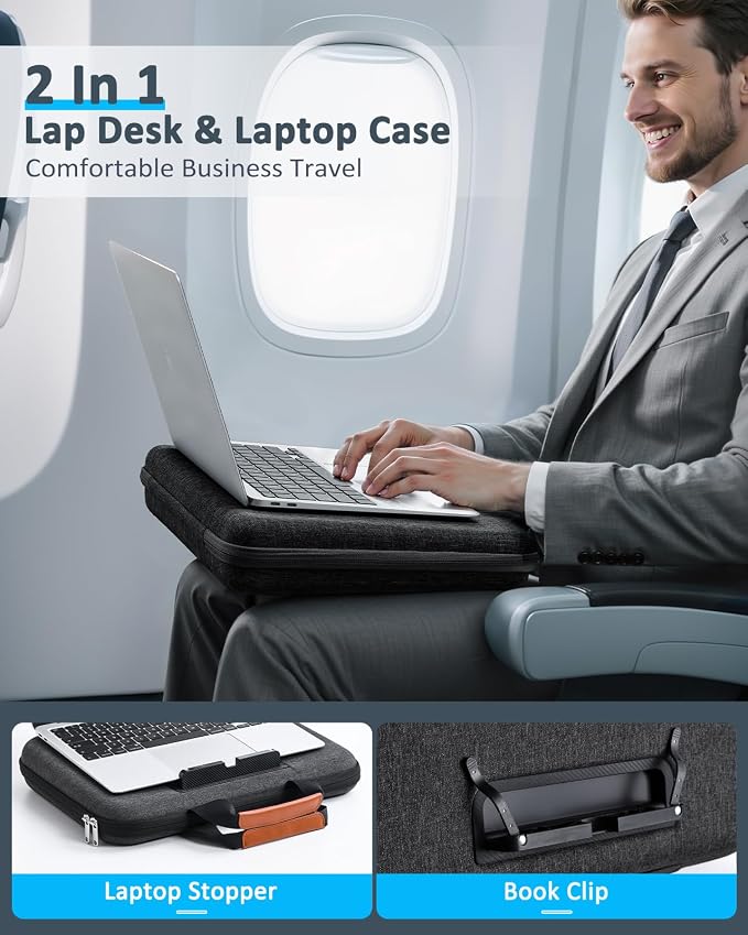 Hard Laptop Case 13 Inch for HP Dell Lenovo ASUS Acer - 2 in 1 Laptop Sleeve & Lap Desk with Stopper and Book Clip, Shockproof Waterproof 14.2 MackBook Pro Case - Black