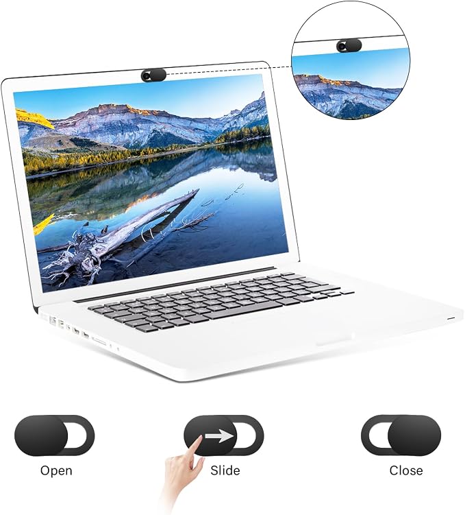 ZUCUCUC Laptop Camera Cover Slide, Camera Cover Slide, 6 Pack Ultra Thin Webcam Cover Slide for Laptop, Tablet, Desktop, PC, Smartphone, Protect Your Privacy and Security(Black)