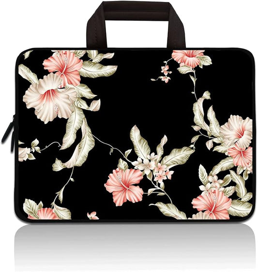 14 15 15.4 15.6 inch Laptop Handle Bag Computer Protect Case Pouch Holder Notebook Sleeve Neoprene Cover Soft Carrying Travel for Dell Lenovo HP Chromebook ASUS Acer (Beautiful Flowers)