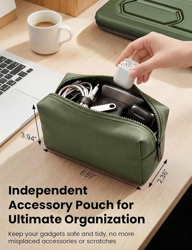 DOMISO Laptop Hard Case 17-17.3 inch Waterproof Shockproof Hard Shell Laptop Sleeve with Handle & Storage Pocket, Compatible with MacBook, HP, Dell, Green
