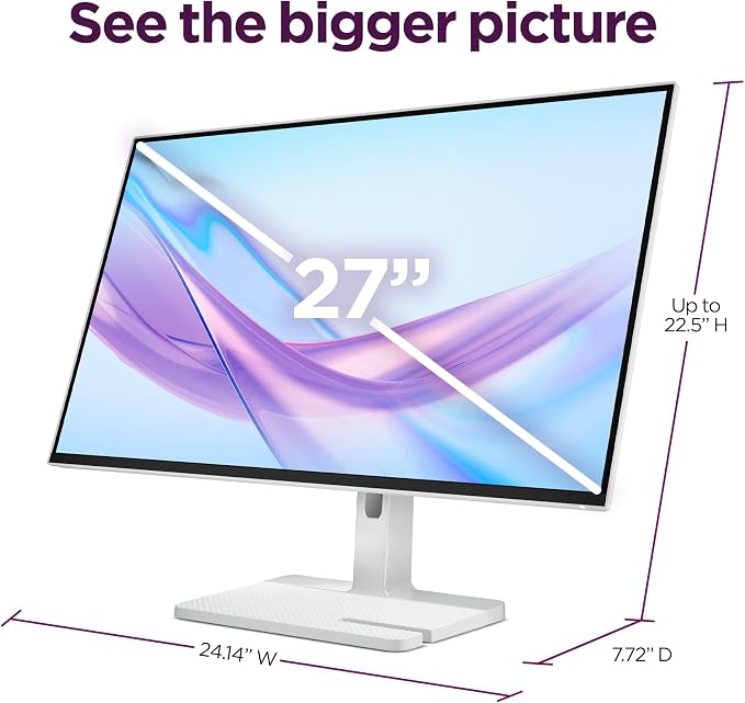 Lenovo L27q-4a - Everyday Monitor - 27" QHD IPS Display - 100Hz Refresh Rate - MaxxAudio® Tuned Speakers - VESA MediaSync - 1ms MPRT - Cloud Grey - Tilt Stand