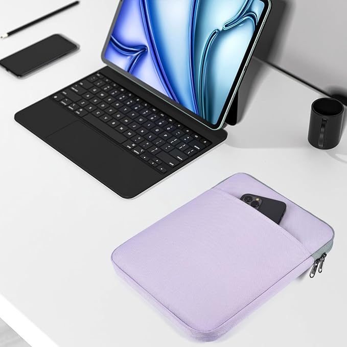 12.9 13 inch iPad Pro Sleeve Case for iPad Pro 13 inch M5 M4 & iPad Air 13" M2 M3 M4(2026) with Magic Keyboard, iPad Pro 12.9 inch M2 M1(6th/5th/4th/3rd Gen) Carrying Tablet Cover Bag -Purple