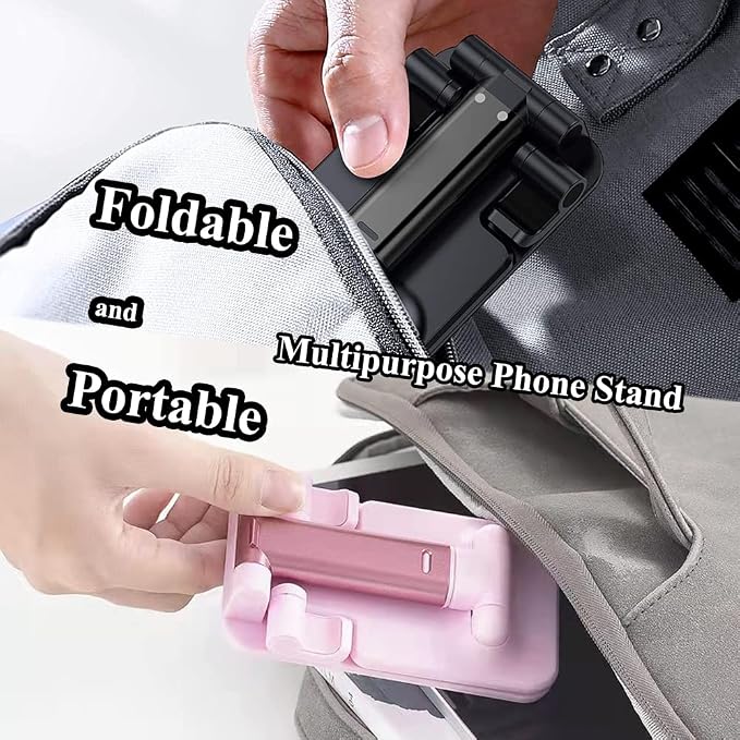 Meetuo 2 Pcs Cell Phone Stand, Adjustable Angle Height Phone Stand for Desk, Foldable Portable Phone Holder for iPhone 14/13/12/Smartphones