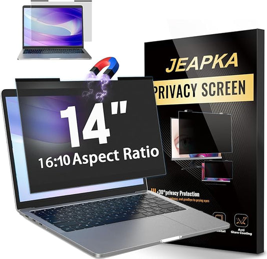 Magnetic Laptop Privacy Screen Filter 14 inch for 16:10 Widescreen Computer Monitor, Removable Anti Blue Light Privacy Shield, Anti-Glare Protector