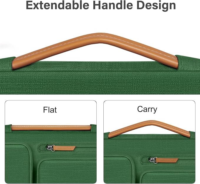 MOSISO 360 Protective Laptop Case 16 inch, 15-15.6 inch Laptop Sleeve Compatible with MacBook Pro 16, HP Acer Dell Lenovo ASUS, Side Open Carrying Case with 4 Zipper Pockets&Handle, Jungle Green