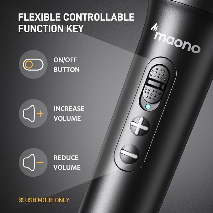 MAONO USB/XLR Podcast Dynamic Microphone, Studio Mic Kit with Volume Control, Shock Mount, Pop Filter, Ideal for Vocal, Instruments Recording, Voice Over, Live Streaming (HD300T)