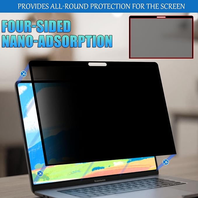 Privacy Screen Protector for MacBook Pro 13 Inch (2016-2022, M1,M2) - Nano-Suction Removable Anti-Spy Filter, Blue Light Blocking, Ultra-Thin Design