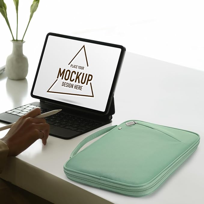 MoKo 9-11 Inch Tablet Sleeve Carrying Case with Handle, Padded Protective Travel Bag for New 11-inch iPad Air 4 2026/Pro M5/ A16, iPad 10th/Air 5/4th 10.9, i-Pad 9/8th 10.2,Tab S9/S8 11,Bodhi Green