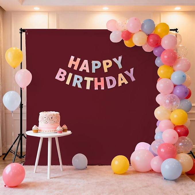 8x10FT Burgundy Wine Red Screen Backdrop for Photography Photo Booth Recording Parties Curtain