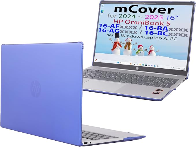 mCover Case ONLY Compatible for 16” 2024+ HP OmniBook 5 16-AF / 16-AG / 16-BAxxxx / 16-BCxxxx and Pavilion 16-AF / 16-AG0000 Series Windows AI Notebook PC (NOT Fitting Other HP Models)- Blue