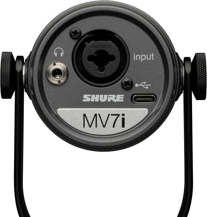 Shure MV7i Smart Microphone – USB-C & XLR Mic for Podcasting, Music & Streaming with Built-in Audio Interface, Auto Level Mode, Advanced DSP, All-Metal Design, Black
