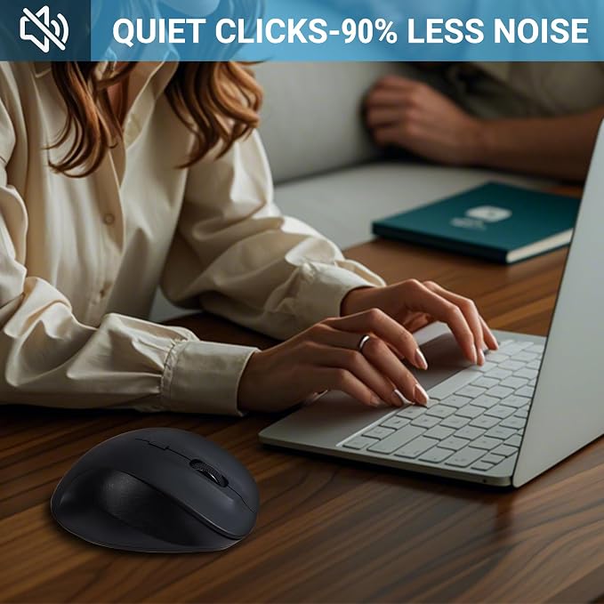Wireless Mouse, 2.4G Ergonomic Optical Mouse, 5 Buttons,DPI Adjustable, USB Computer Mouse for Laptop, PC, Computer, Chromebook, Notebook (Black)