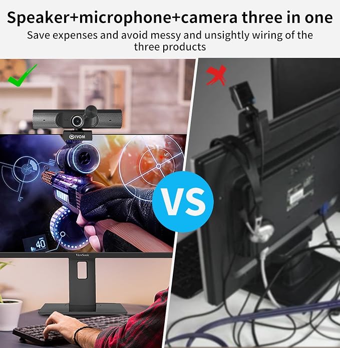 Webcam with Microphone and Speaker, 1080P Web Camera for Desktop Computer Laptop, USB Camera with Physical Privacy Cover,Plug and Play, Streaming Webcam, Wide Angle PC Cam (1080p mic Speaker)