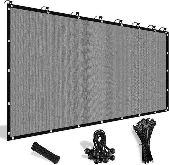 Shade&Beyond 90% Sun Shade Cloth with Grommets, 10' X 16' Pergola Shade Cover Canopy, Mesh Tarp Sun Screens for Patio, Outdoor, Garden, Backyard, Light Gray