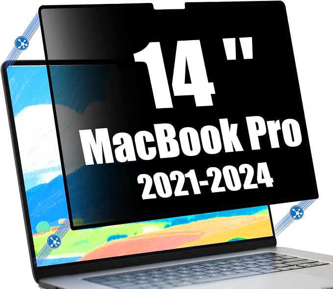Privacy Screen Protector for MacBook Pro 14 Inch (2021-2026, M1-M5,Pro,Max) - Nano-Suction Removable Anti-Spy Filter, Blue Light Blocking, Ultra-Thin Design