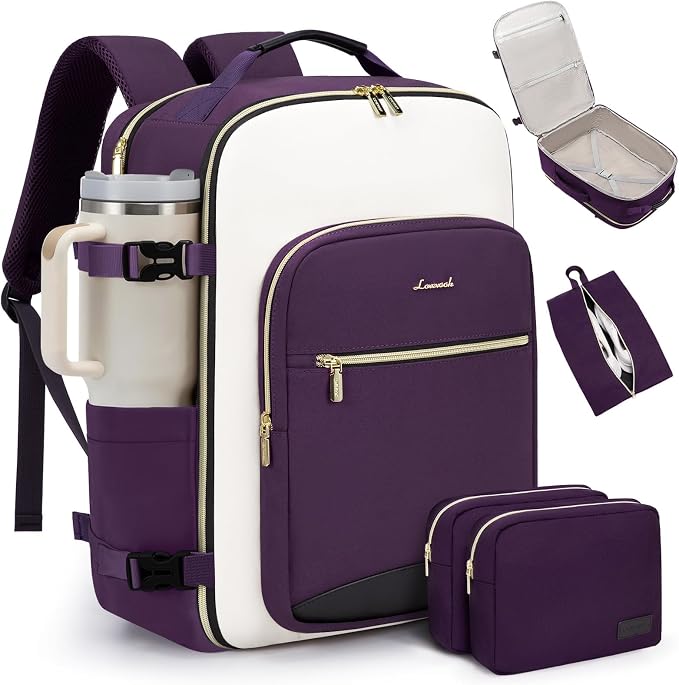 LOVEVOOK 50L Travel Backpack for Women & Men, Airline Approved Carry On Luggage with 3 Packing Cubes, TSA Overnight Bags, Waterproof Personal Item Bag, Weekender Essentials Backpacks fits 17" Laptop