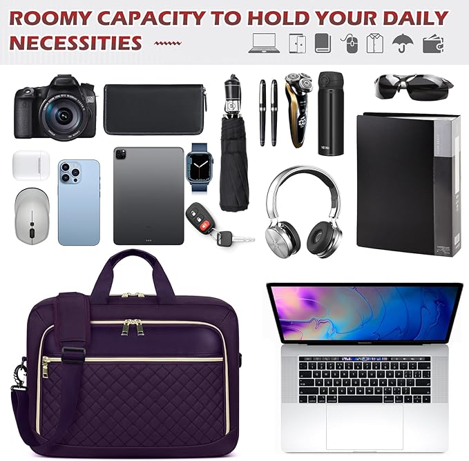 NEWHEY Laptop Bag 17.3 Inch Laptop Briefcase for Women Men Waterproof Shoulder Messenger Bag Large Computer Bag for Business Office Work College, Purple