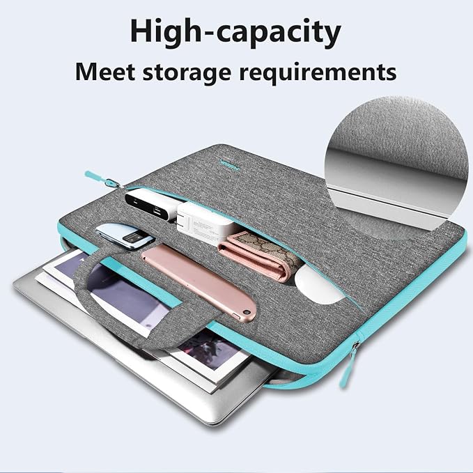 Hseok Laptop Shoulder Bag 13-14 inch Shockproof Water-Resistant HandBag with Small Case Compatible with MacBook Pro/Neo 14" M5/M4/M3/M2/M1, Mac Air/Pro 13.3", XPS 13/14, Most 13"-14" PC,DK gray-blue