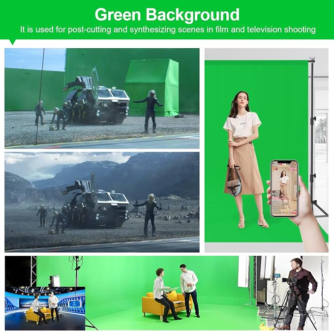 Green Screen Backdrop for Photography 5 x 6.5 Ft,Chroma Key Greenscreen Background Sheet for Photography,Photo Backdrop Curtain for Photoshoot Video Polyester Cloth Video Studio Calls Streaming Gaming