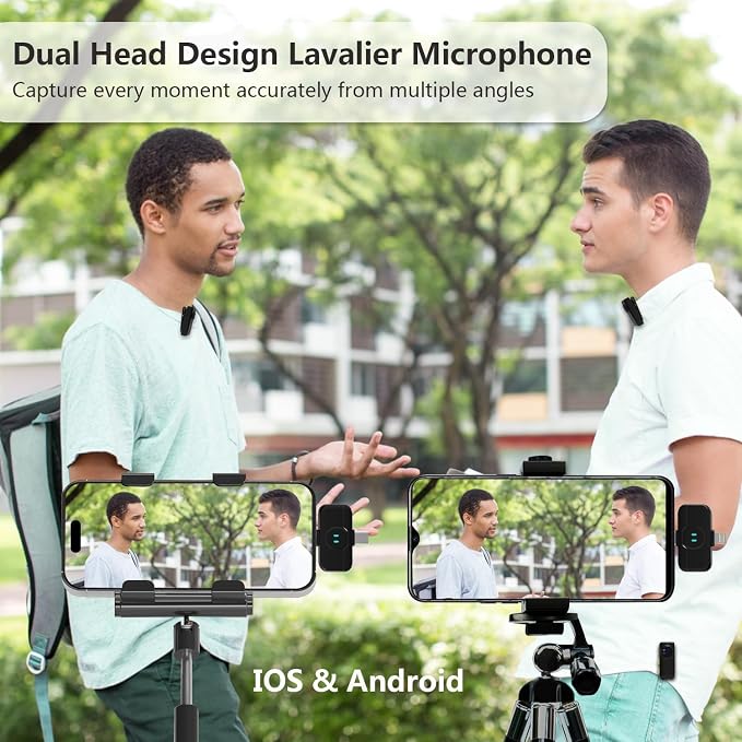 MAYBESTA Wireless Lavalier Microphone for iPhone Android Phone - Bluetooth Lapel Mic for Video Recording with Charging Case - Mini Clip on Microphones for Podcast Vlogging TikTok Interview