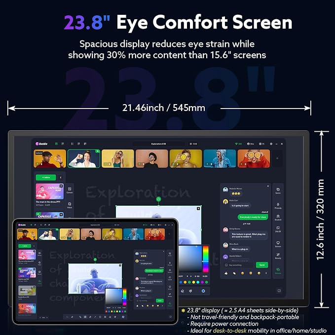 23.8'' Portable Monitor 2.5K 180Hz QHD 1440p, VESA USB-C HDMI Laptop Screen Extender, Built-in Stand Speakers for Laptop Mac PS4/5 Xbox Switch