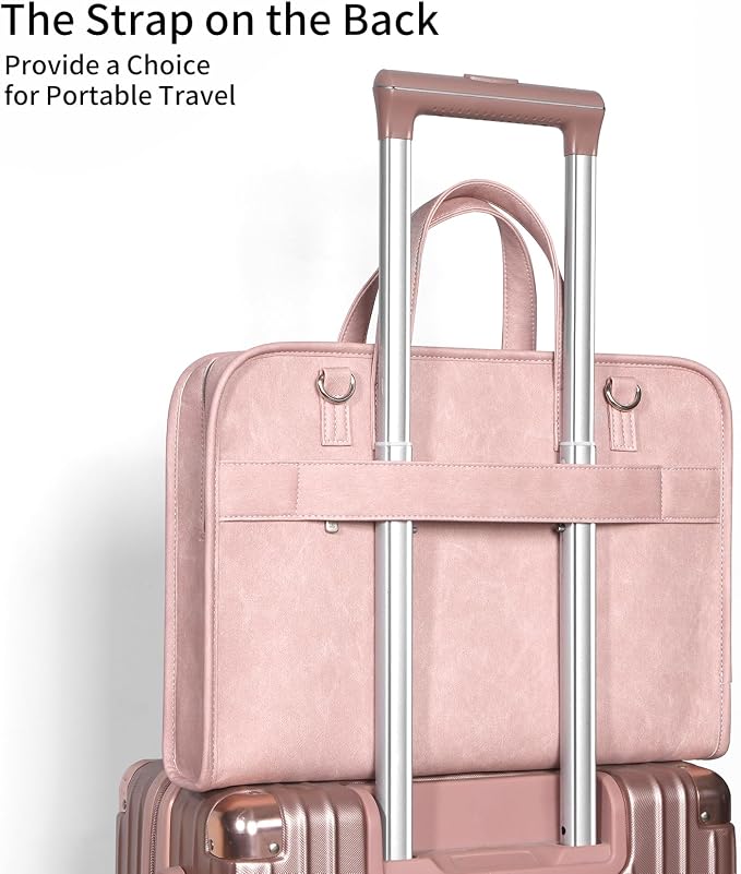 360° Protective Laptop Shoulder Bag Sleeve Case for 13-14.2 inch Notebooks, Compatible with 14 inch New MacBook Air Pro Max M4 M3 M2 M1, HP, Dell, Asus, Acer, with Airbags, Handle, Pink