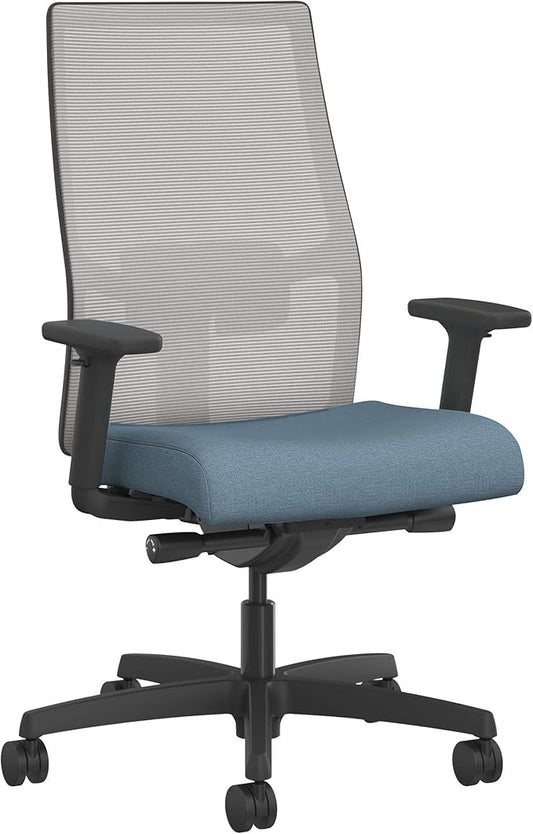HON Ignition 2.0 Ergonomic Office Chair, Adjustable Tilt, Swivel Wheels, Comfy for Long Hours, Home Office Desk Chairs, Blue