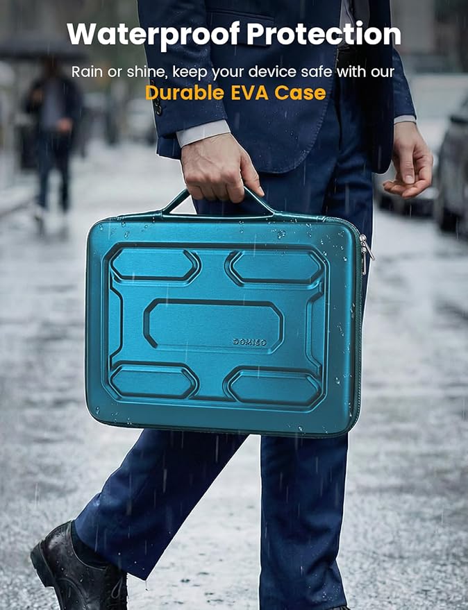 DOMISO Laptop Hard Case 15-16 inch Waterproof Shockproof Hard Shell Laptop Sleeve with Handle & Storage Pocket, Compatible with MacBook, HP, Dell, Teal