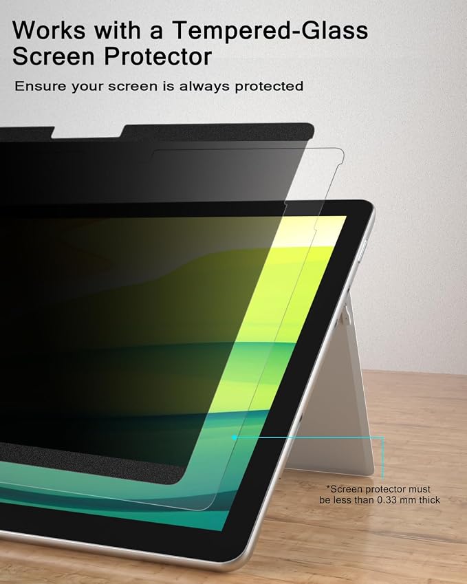 PYS Magnetic Privacy Screen for Surface Pro 11 13inch 2024 - Easy Install & Detach, Scratch Resistant, Anti-Glare Protector compatible with Microsoft Surface Pro 10/9/8/X
