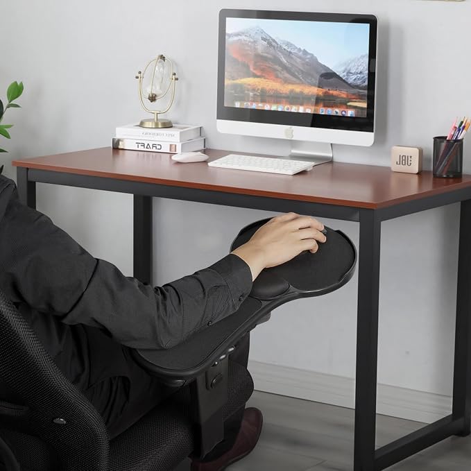Upgraded Ergonomic Arm Rest Mouse Pad for Chair，Adjustable Mouse Tray with Wrist Cushion, Chair arm Mousepad, Black