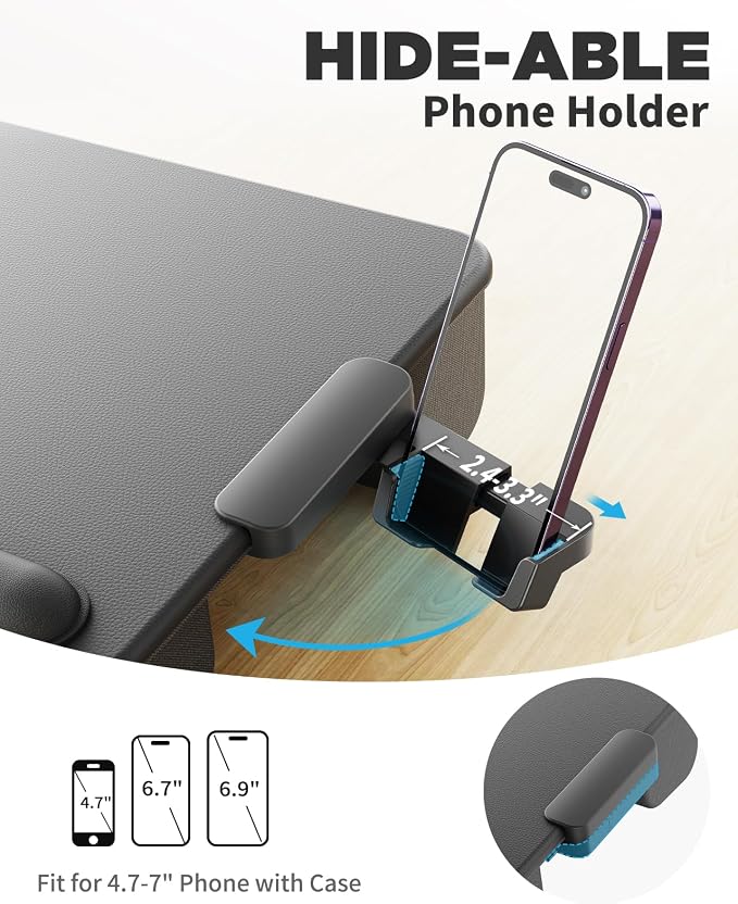 SAIJI Laptop Lap Desk, Portable Laptop Desk for Bed - Fits Up to 17" Laptops & MacBook,Lightweight Lap Tray Table with Storage Drawer, Lap Desk with Cushion, Lap Stand for Bed & Couch