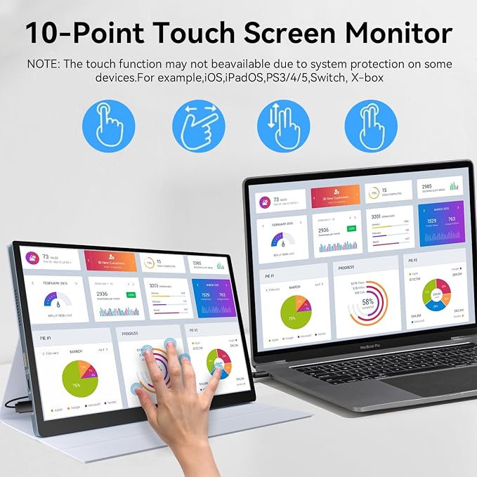 Showscreen 10.5" OLED 2.5K Portable Touch Monitor, 100% DCI-P3, for Windows Android Switch