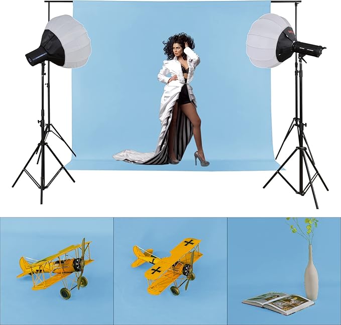 Joccun 6X9 FT Light Blue Backdrop Background for Photography,Polyester Backdrop Curtain Background Screen for Photography,Photoshoot,Video Recording,Studio(6X9ft,Light Blue)
