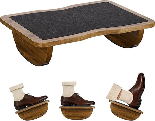 Ergonomic Wooden Footrest for Under Desk, Foot Rest with Anti-Slip Surface, Comfortable Desk Foot Stool for Office Home Gaming, Improve Posture & Promote Blood Circulation