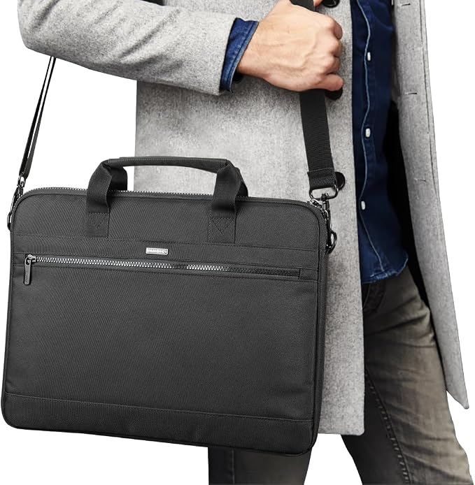 LANDICI 360° Protective Laptop Bag Case 15.6-16 Inch with Shoulder Strap, Waterproof Computer Sleeve Cover for MacBook Pro 16, Acer HP Lenovo Dell ASUS Laptop, Slim Briefcase for Men Women, Black