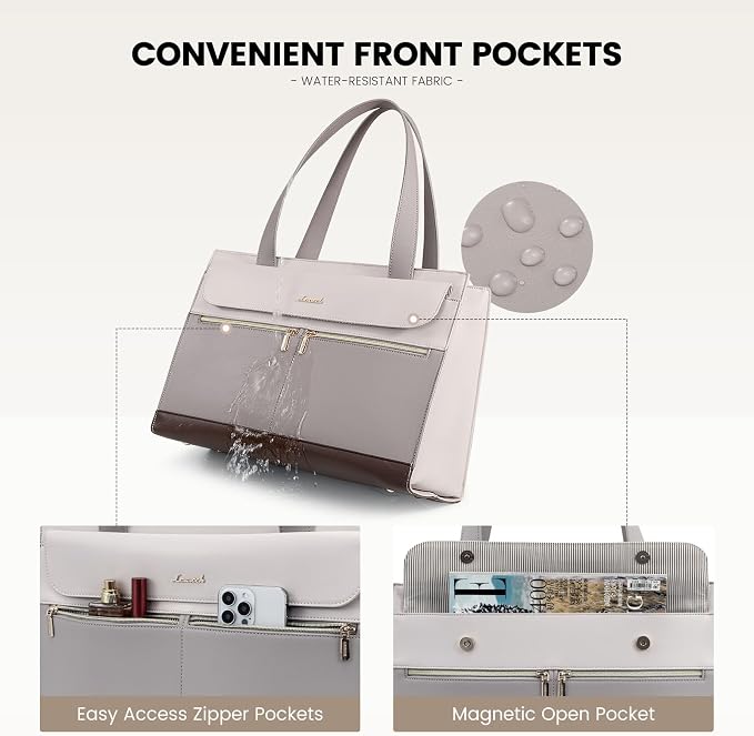 LOVEVOOK Laptop Bag for Women 15.6 Inch Tote Work Professional Leather Computer Briefcase Waterproof Handbag Shoulder Large Capacity Business Teacher Office Crossbody Purse