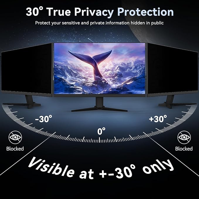32 Inch Computer Privacy Screen Filter for 16:9 Widescreen Monitor, Removable Eye Protection Anti Glare Blue Light Filter Privacy Shield, Anti Scratch Anti Spy Screen Protector Film 32 in