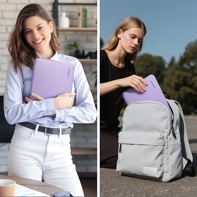 RAINYEAR Laptop Sleeve Case Compatible with 13.3 Inch Laptop PC 14 Inch MacBook Pro/Max M1 M2 M3 M4 M5 Pro/Max, Protective Soft Padded Lightweight Computer Carrying Bag Cover, Purple