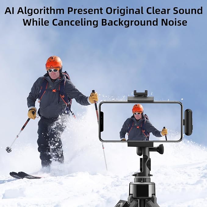 NPTCL Wireless Microphone for iPhone 17 16 15 - AI Noise Cancelling Mini Lavalier Mic USB C for Android Phone with 35H Charging Case for Video Recording Vlogging YouTube TikTok