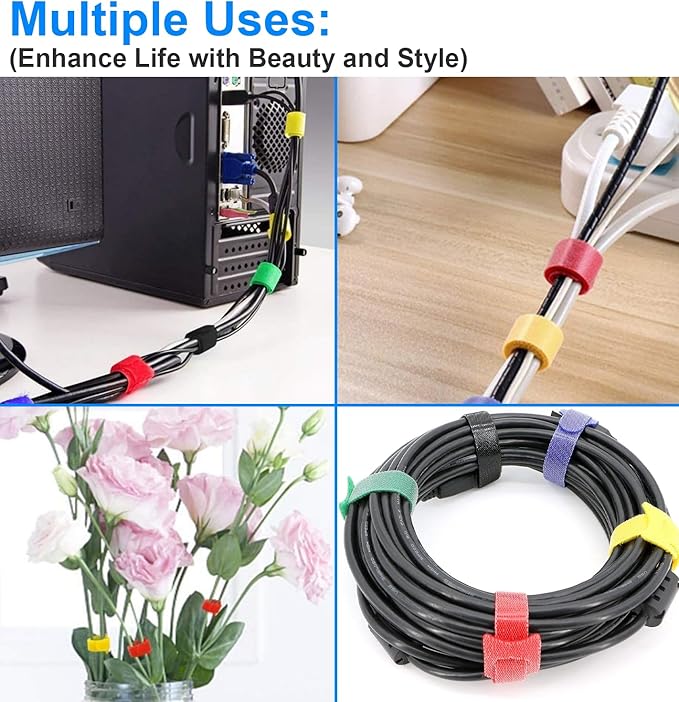 California JOS 60 PCS 6 Inches Reusable Cable Ties, Adjustable Cord Straps, Cable Organizer, Cord Wrap and Hook Loop Cords Management -yellow