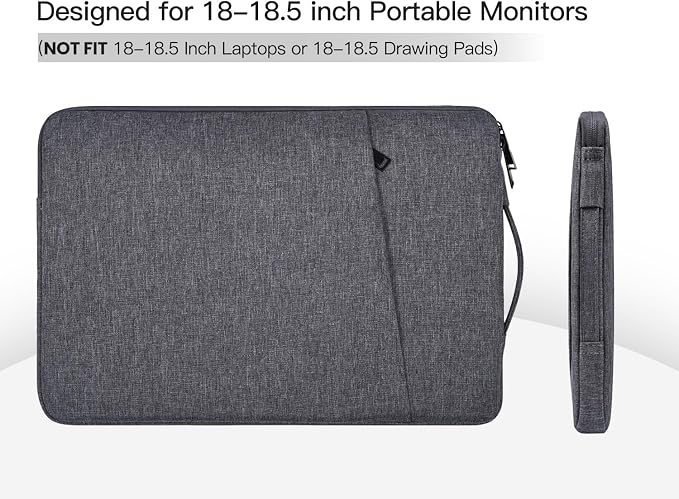 Portable Monitor Case Compatible with 18-18.5 Inch Most Large Portable Monitor Protective Sleeve Storage Bag, Space Grey(NOT FIT 18 INCH Laptop)