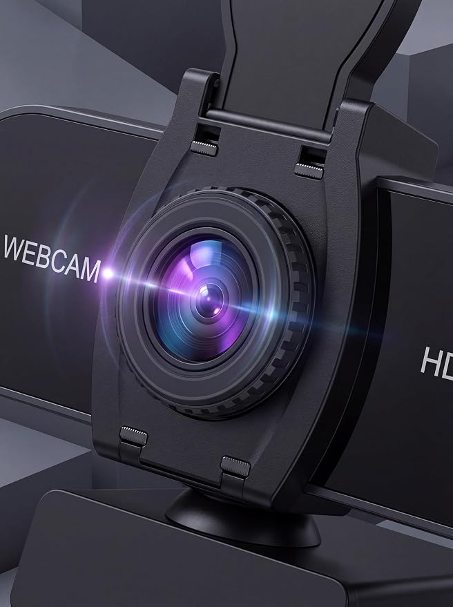 2K HD Webcam with Microphone, Noise Cancellation, Privacy Cover, Wide-Angle Lens, Auto Light Correction, Plug & Play USB Webcam for Laptop, Desktop, PC, Mac, Zoom, Skype, Streaming