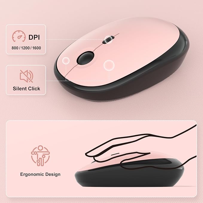 MOFII Wireless Keyboard and Mouse Combo, 2.4GHz Retro Typewriter Keyboard Full Size, Quiet Click Mouse, USB Receiver Plug and Play, for PC, Laptop, Desktop, Windows (BlackBerry Gradient)