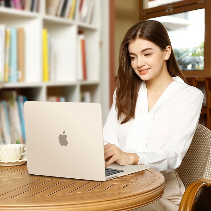 MOSISO Compatible with MacBook Air 13 inch Case M5 2026 M4 2025 M3 M2 2024-2022 A3449 A3240 A3113 A2681, Hard Shell&Keyboard Cover&Screen Film&Type C for MacBook Air 13.6 inch Case, Starlight