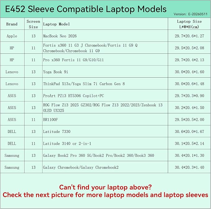 Smatree Elite Laptop Sleeve for 13 inch Apple MacBook Neo 2026, HP/Chromebook, Lenovo Yoga/ThinkPad X13s, DELL Latitude, ASUS ProArt/ROG Flow, Samsung Galaxy, Protective Laptop Case with Pocket(E452)