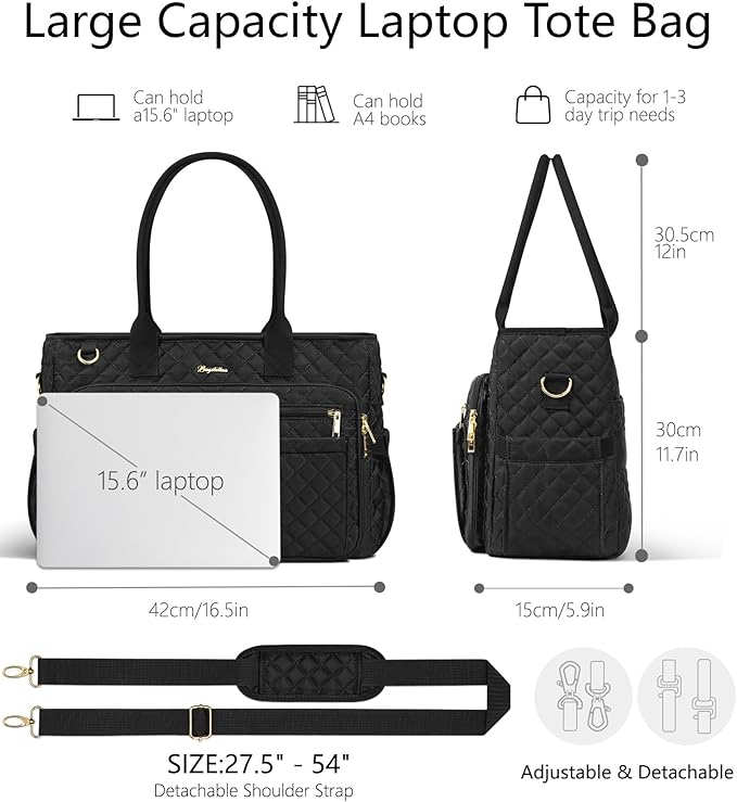 Bagstellar Teacher Bags for Women, 15.6 inch Laptop Work Tote Bag Quilted Nurse Bible Computer Shoulder Bag for School Travel | Dream Tote Work Bag